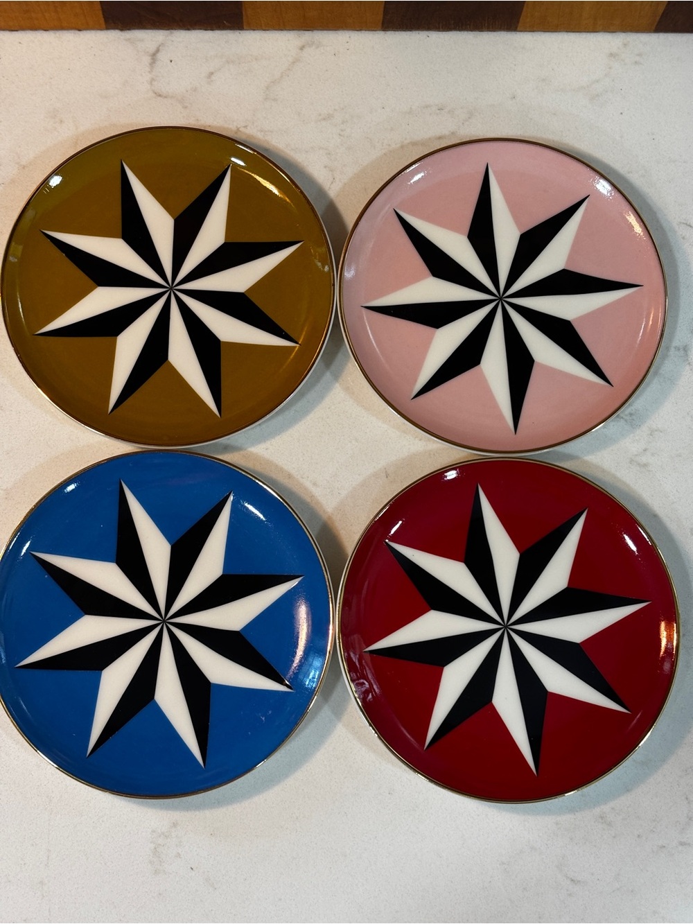 JONATHAN ADLER MAXIME COLLECTION SET OF 4 PORCELAIN COASTERS